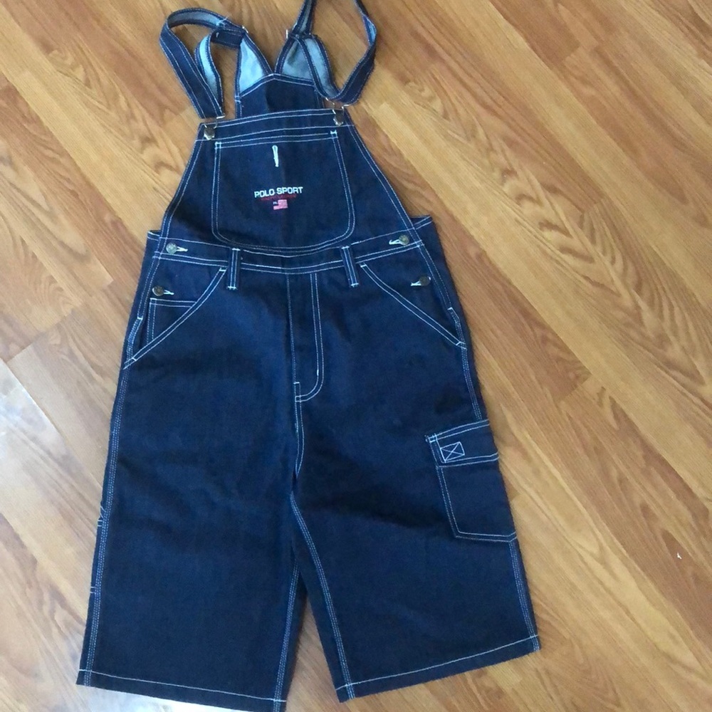 Polo Sports Ralph Lauren Blue jean overall shorts